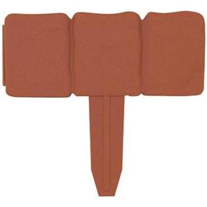 imagePlastic Garden Edging StoneLook BorderDecorative Flower Bed Fence for Landscaping Set of 10 Terracotta Interlocking Lawn Stakes by Pure Garden 8Terracotta
