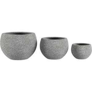 imagePure Garden Fiber Clay Planter Set  3Piece Varying Height Textured Pots  Rounded Bottom and Drainage Holes for Herbs Plants or Flowers GrayGray