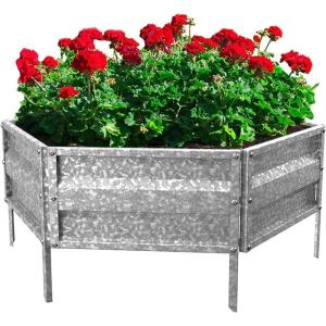 imagePure Garden Galvanized Raised Garden Bed  21quot L x 975quot W x 55quot H Raised Garden Beds Outdoor Hexagonal Planter Box Kit for Flowers Vegetables Fruits or Herbs  Raised Bed Garden Planters21 L x 975 W x 55 H