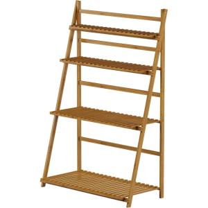 imagePure Garden Ladder Plant Stand4 Tier Freestanding Bamboo Storage ShelfFoldable IndoorOutdoor Rack for Flowerpots Planters Shoe Rack or Display