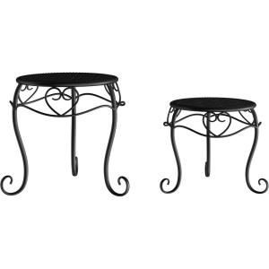 imagePure Garden Plant Stand Indoor or Outdoor Folding Wrought Iron Metal Home and Garden DisplayBlack