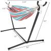 imageDouble Brazilian Hammock with Stand Included  Woven Cotton 2Person Outdoor Swing with Frame for Camping Backyard or Patio by Pure GardenBlue  Red  Tan