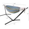 imageDouble Brazilian Hammock with Stand Included  Woven Cotton 2Person Outdoor Swing with Frame for Camping Backyard or Patio by Pure GardenBlue  White  Yellow