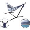 imageDouble Brazilian Hammock with Stand Included  Woven Cotton 2Person Outdoor Swing with Frame for Camping Backyard or Patio by Pure GardenBlue