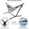 imageDouble Brazilian Hammock with Stand Included  Woven Cotton 2Person Outdoor Swing with Frame for Camping Backyard or Patio by Pure GardenBlue