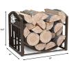 imageFirewood Rack  23Inch Indoor Firewood Holder with Finial Design  Durable Steel Wood Storage Racks for Patio or Fireplace by Pure Garden Black14 Brown Log Rack