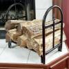 imageFirewood Rack  23Inch Indoor Firewood Holder with Finial Design  Durable Steel Wood Storage Racks for Patio or Fireplace by Pure Garden Black23 Black Wood Fire Rack