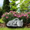 imagePure Garden Cat Memorial Stone  Peaceful Sleeping Kitten Angel Statue for Garden Remembrance Grave Marker and Loss  Pet Sympathy Gift GraySleeping Angel Cat