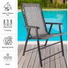 imagePure Garden Folding Camping Chairs  Set of 2 Lawn Chairs with Textilene Fabric and Bungee Suspension  Portable Lounge Seats for Adults NavyGrey