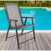 imagePure Garden Folding Camping Chairs  Set of 2 Lawn Chairs with Textilene Fabric and Bungee Suspension  Portable Lounge Seats for Adults NavyGrey