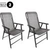imagePure Garden Folding Camping Chairs  Set of 2 Lawn Chairs with Textilene Fabric and Bungee Suspension  Portable Lounge Seats for Adults NavyGrey
