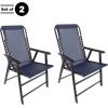 imagePure Garden Folding Camping Chairs  Set of 2 Lawn Chairs with Textilene Fabric and Bungee Suspension  Portable Lounge Seats for Adults NavyNavy