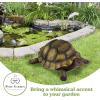 imagePure Garden Lawn Gnome StatueFun Classic Style Resin Figurine for Outdoor Garden DcorGreat for Flower Beds Fairy Gardens Backyards and MoreTurtle Statue
