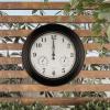 imagePure Garden Wall Clock ThermometerIndoor Outdoor Decorative 18 Quartz BatteryPowered Waterproof Clock Temperature and Hygrometer GaugeBlack