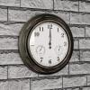 imagePure Garden Wall Clock ThermometerIndoor Outdoor Decorative 18 Quartz BatteryPowered Waterproof Clock Temperature and Hygrometer GaugeBronze