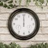 imagePure Garden Wall Clock ThermometerIndoor Outdoor Decorative 18 Quartz BatteryPowered Waterproof Clock Temperature and Hygrometer GaugeBronze
