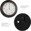 imagePure Garden Wall Clock ThermometerIndoor Outdoor Decorative 18 Quartz BatteryPowered Waterproof Clock Temperature and Hygrometer GaugeBronze