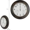 imagePure Garden Wall Clock ThermometerIndoor Outdoor Decorative 18 Quartz BatteryPowered Waterproof Clock Temperature and Hygrometer GaugeBronze