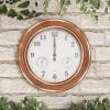 imagePure Garden Wall Clock ThermometerIndoor Outdoor Decorative 18 Quartz BatteryPowered Waterproof Clock Temperature and Hygrometer GaugeCopper