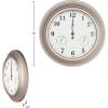 imagePure Garden Wall Clock ThermometerIndoor Outdoor Decorative 18 Quartz BatteryPowered Waterproof Clock Temperature and Hygrometer GaugeSilver