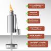 imageTable Top Torch Canister  105in Tall Stainless Steel Refillable Citronella Torches Outdoor  Tabletop Torches for Outside Patio or Deck  Oil Lamp Outdoor Lighting by Pure GardenShort Cylinder