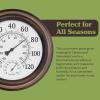 imageWall Thermometer  8Inch Decorative IndoorOutdoor Temperature and Hygrometer Gauge  for Home Patio Porch or Sunroom by Pure Garden SilverBronze
