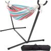 imageDouble Brazilian Hammock with Stand Included  Woven Cotton 2Person Outdoor Swing with Frame for Camping Backyard or Patio by Pure GardenBlue  Red  Tan