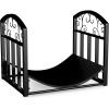 imageFirewood Rack  23Inch Indoor Firewood Holder with Finial Design  Durable Steel Wood Storage Racks for Patio or Fireplace by Pure Garden Black14 Black Log Rack