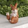 imagePure Garden Bunny Rabbit StatueResin Animal Figurine for Outdoor Lawn and Garden DcorGreat for Flower Beds Fairy Gardens Backyards and MoreRabbit