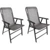 imagePure Garden Folding Camping Chairs  Set of 2 Lawn Chairs with Textilene Fabric and Bungee Suspension  Portable Lounge Seats for Adults NavyGrey