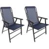 imagePure Garden Folding Camping Chairs  Set of 2 Lawn Chairs with Textilene Fabric and Bungee Suspension  Portable Lounge Seats for Adults NavyNavy