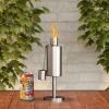 imageTable Top Torch Canister  105in Tall Stainless Steel Refillable Citronella Torches Outdoor  Tabletop Torches for Outside Patio or Deck  Oil Lamp Outdoor Lighting by Pure GardenShort Cylinder