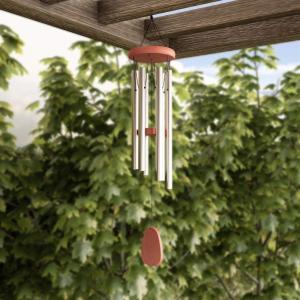 imageMetal and Wood Wind Chimes  28Inch Tuned Metal Chimes  Soothing Tones for Garden Patio Porch or Outdoor Decor by Pure Garden Silver Finish