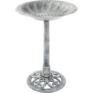 imagePure Garden 50LG1074 Weather Resistant Birdbath with Vintage Resin Bird Bath with Antique DesignBronzeGray