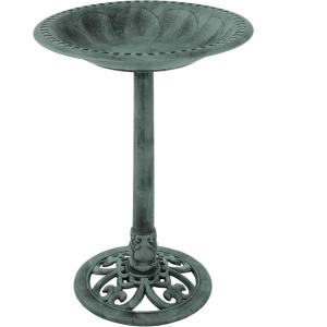 imagePure Garden 50LG1074 Weather Resistant Birdbath with Vintage Resin Bird Bath with Antique DesignBronzePatina Green