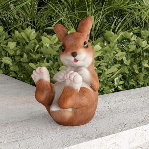 imagePure Garden Bunny Rabbit StatueResin Animal Figurine for Outdoor Lawn and Garden DcorGreat for Flower Beds Fairy Gardens Backyards and MoreRabbit