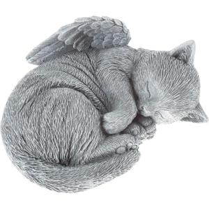 imagePure Garden Cat Memorial Stone  Peaceful Sleeping Kitten Angel Statue for Garden Remembrance Grave Marker and Loss  Pet Sympathy Gift GraySleeping Angel Cat