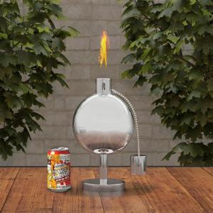 imageTable Top Torch Canister  105in Tall Stainless Steel Refillable Citronella Torches Outdoor  Tabletop Torches for Outside Patio or Deck  Oil Lamp Outdoor Lighting by Pure GardenShort Round
