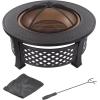 imageFire Pit  32Inch Outdoor Fireplace with Spark Screen Poker and Cover  WoodBurning Fire Pit for Yard Patio or Camping by Pure Garden Bronze