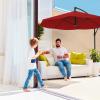 imagePure Garden 10 Ft Offset Cantilever Patio Umbrella  FadeResistant Shade Umbrella Outdoor Patio Canopy with Cross Base for Garden Lawn Deck Yard or Pool OrangeRed