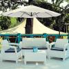 imagePure Garden 10 Ft Offset Cantilever Patio Umbrella  FadeResistant Shade Umbrella Outdoor Patio Canopy with Cross Base for Garden Lawn Deck Yard or Pool OrangeCream