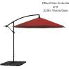 imagePure Garden 10 Ft Offset Cantilever Patio Umbrella  FadeResistant Shade Umbrella Outdoor Patio Canopy with Cross Base for Garden Lawn Deck Yard or Pool OrangeRed