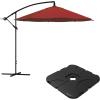imagePure Garden 10 Ft Offset Cantilever Patio Umbrella  FadeResistant Shade Umbrella Outdoor Patio Canopy with Cross Base for Garden Lawn Deck Yard or Pool OrangeRed