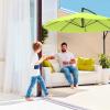 imagePure Garden 10 Ft Offset Cantilever Patio Umbrella  FadeResistant Shade Umbrella Outdoor Patio Canopy with Cross Base for Garden Lawn Deck Yard or Pool OrangeLime Green