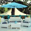 imagePure Garden 10 Ft Offset Cantilever Patio Umbrella  FadeResistant Shade Umbrella Outdoor Patio Canopy with Cross Base for Garden Lawn Deck Yard or Pool OrangeBlue