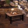 imagePure Garden 50154 26quot Woven Square Fire Pit BronzeBlack with Orange