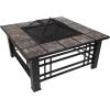 imagePure Garden 50154 26quot Woven Square Fire Pit BronzeBlack with Orange