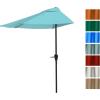 imagePure Garden Half Umbrella Outdoor Patio Shade  9 ft Half Patio Umbrella with Easy Crank  Small Canopy for Balcony Table or DeckBlue