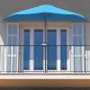 imagePure Garden Half Umbrella Outdoor Patio Shade  9 ft Half Patio Umbrella with Easy Crank  Small Canopy for Balcony Table or DeckBrilliant Blue