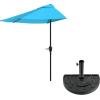 imagePure Garden Half Umbrella Outdoor Patio Shade  9 ft Half Patio Umbrella with Easy Crank  Small Canopy for Balcony Table or DeckBrilliant Blue